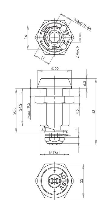 ABLOY CL103C metallikalustelukko, mitat